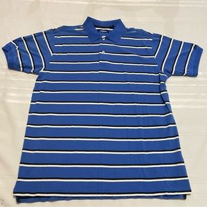 Blue Stripe Mens Polo Short Sleeve Shirt - Excellent Used Condition- size L